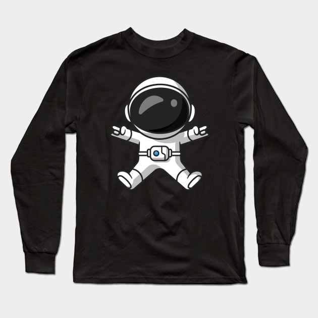 Cute Astronaut Jumping With Metal Hands Cartoon Long Sleeve T-Shirt by Catalyst Labs